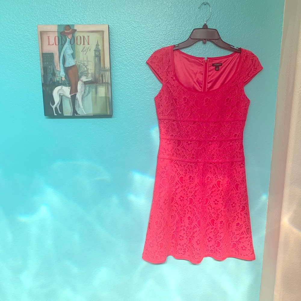 Ann Taylor Cherry Color Lacy Dress